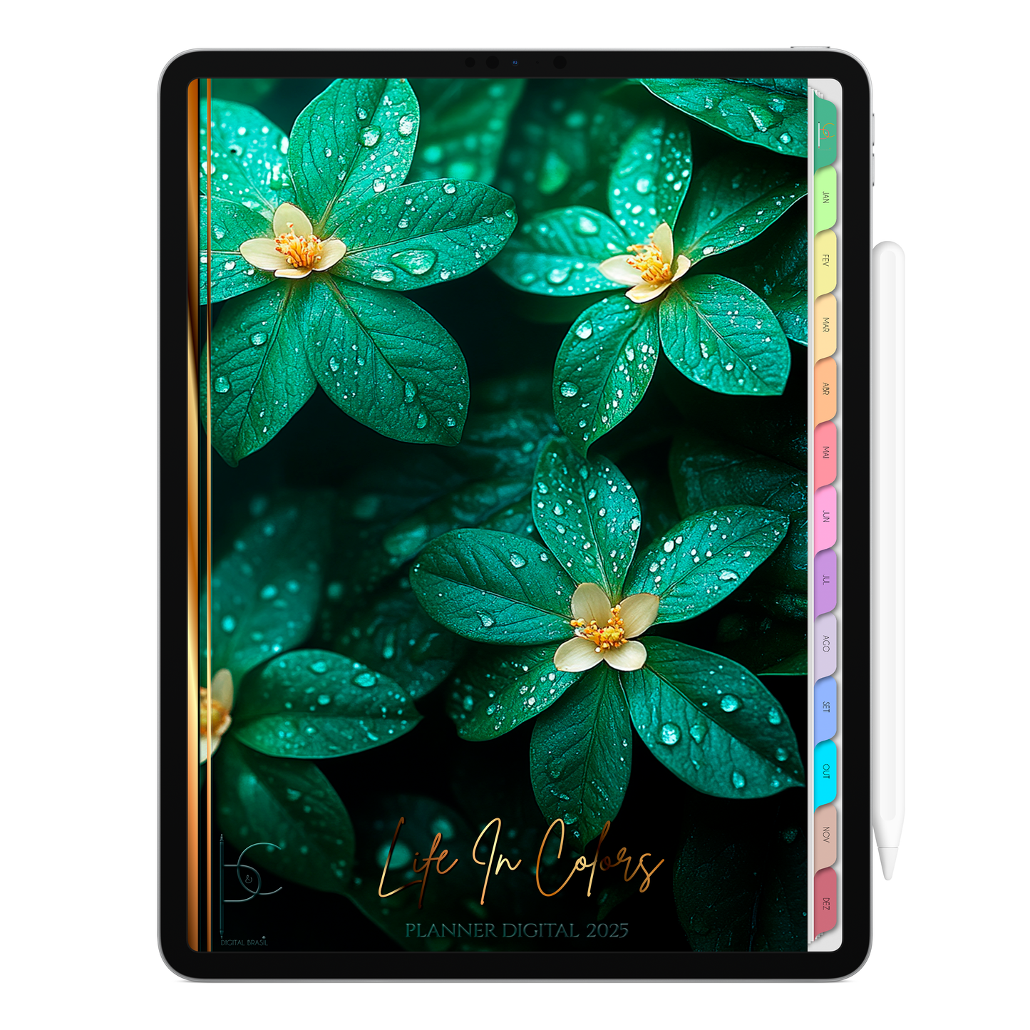 Planner Digital Vertical Life In Colors 2025 Brisa Lunar pt-BR • Para iPad e Tablet Android • Download Imediato