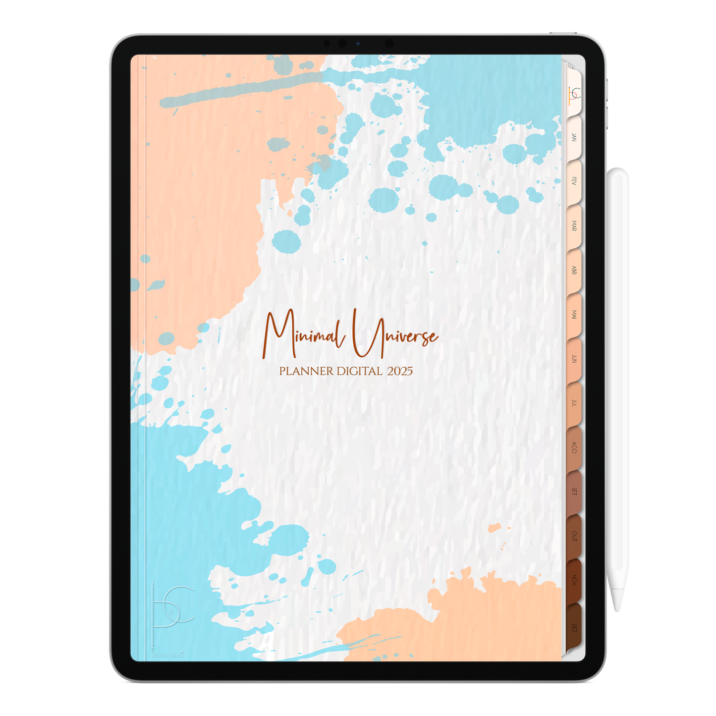 Planner Digital Vertical Minimal Universe 2025 Mistério das Águas pt-BR • Para iPad e Tablet Android • Download Imediato