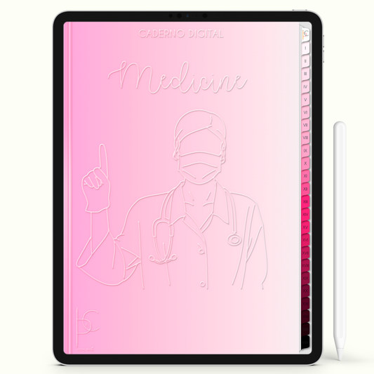 Caderno Digital Blush Anotações de Medicina 24 Matérias • iPad e Tablet Android • Download instantâneo • Sustentável