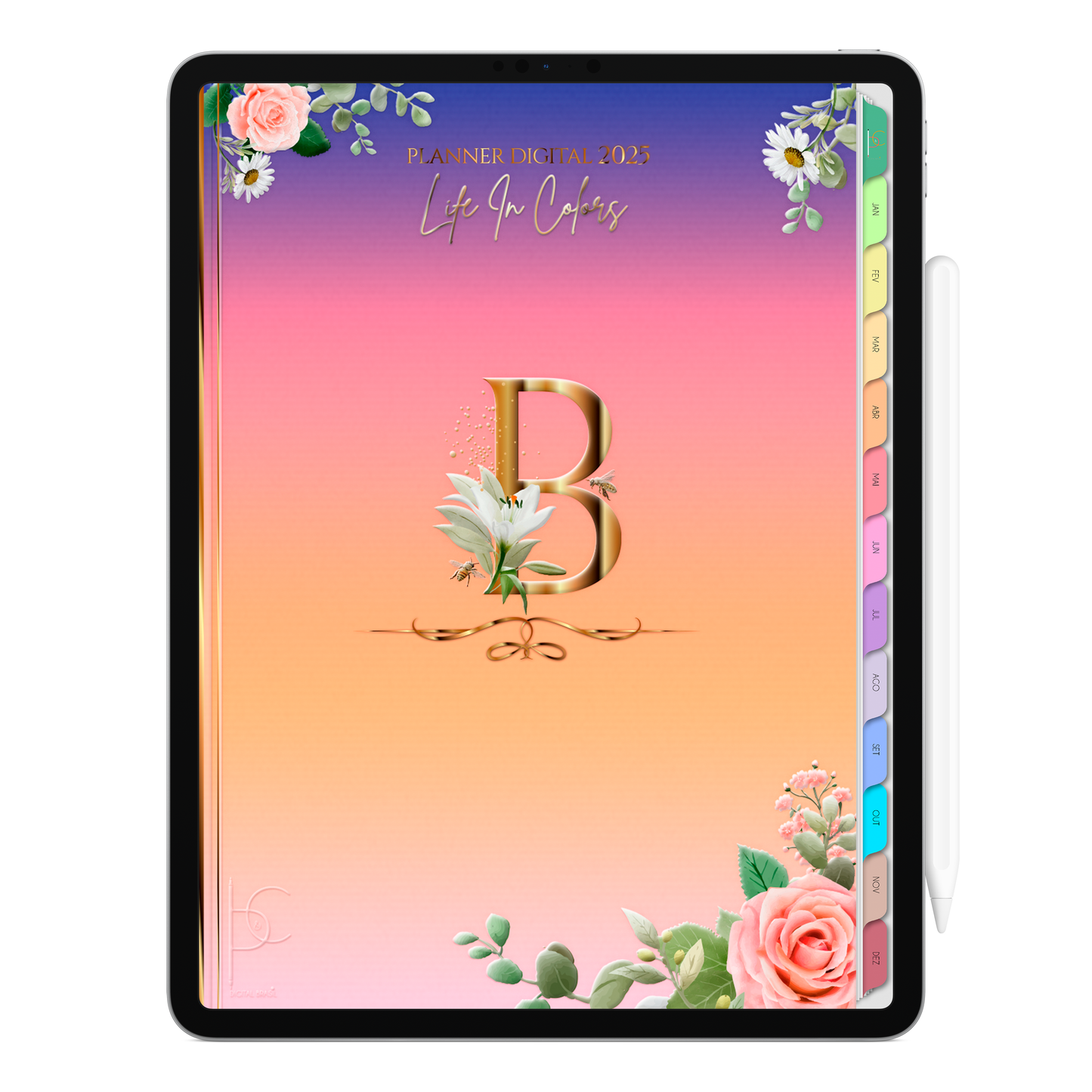 Planner Digital Vertical Life In Colors 2025 Inicial B pt-BR • Para iPad e Tablet Android • Download Imediato