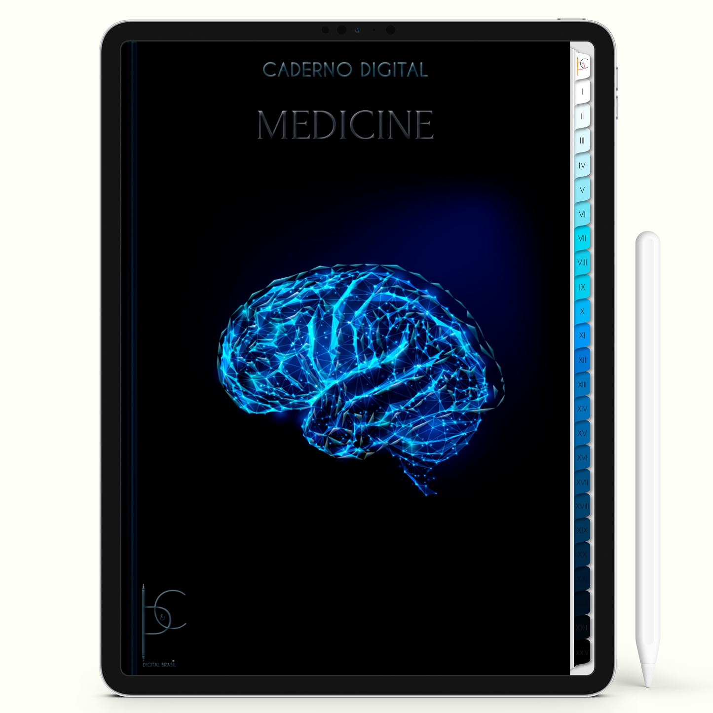 Caderno Digital 24 Matérias - Medicina, para ipad e tablet android. Cadernos & Planner Digital Brasil