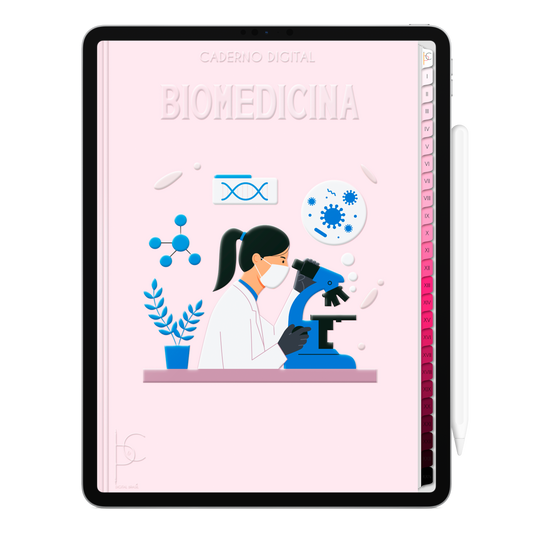 Caderno Digital Blush Biomedicina Ciência 24 Matérias • Para iPad e Tablet Android • Download instantâneo • Sustentável