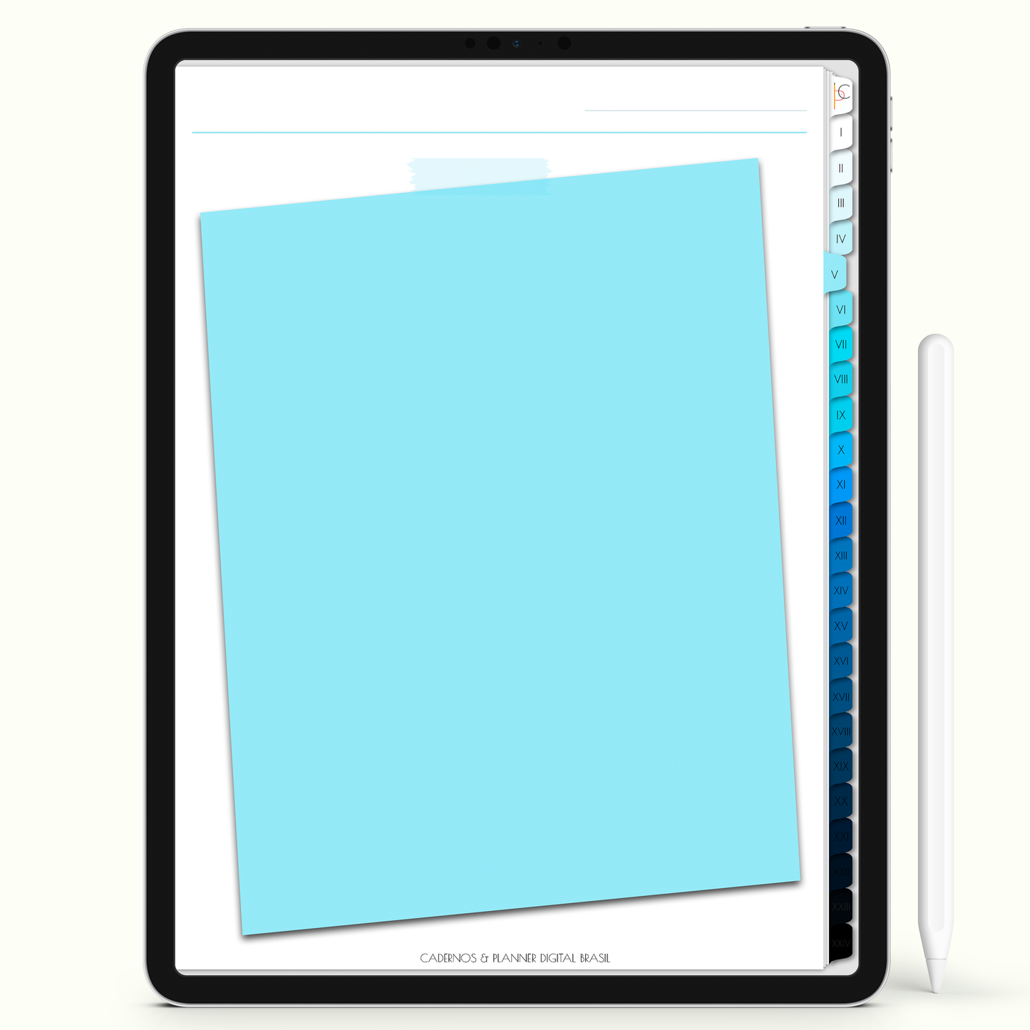 Caderno Digital 24 Matérias - página pautada color do caderno digital para iPad e Tablet Android. Cadernos & Planner Digital Brasil