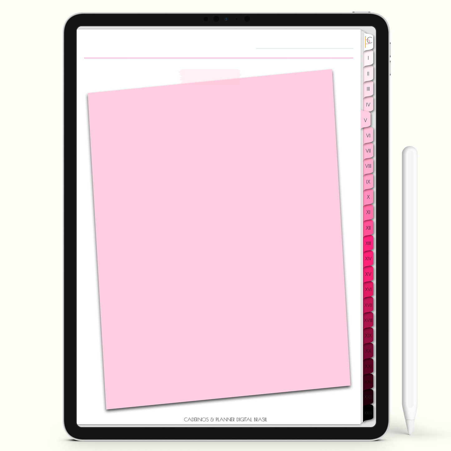 Caderno Digital Blush White Blush 24 Matérias • Para iPad e Tablet Android • Download instantâneo • Sustentável