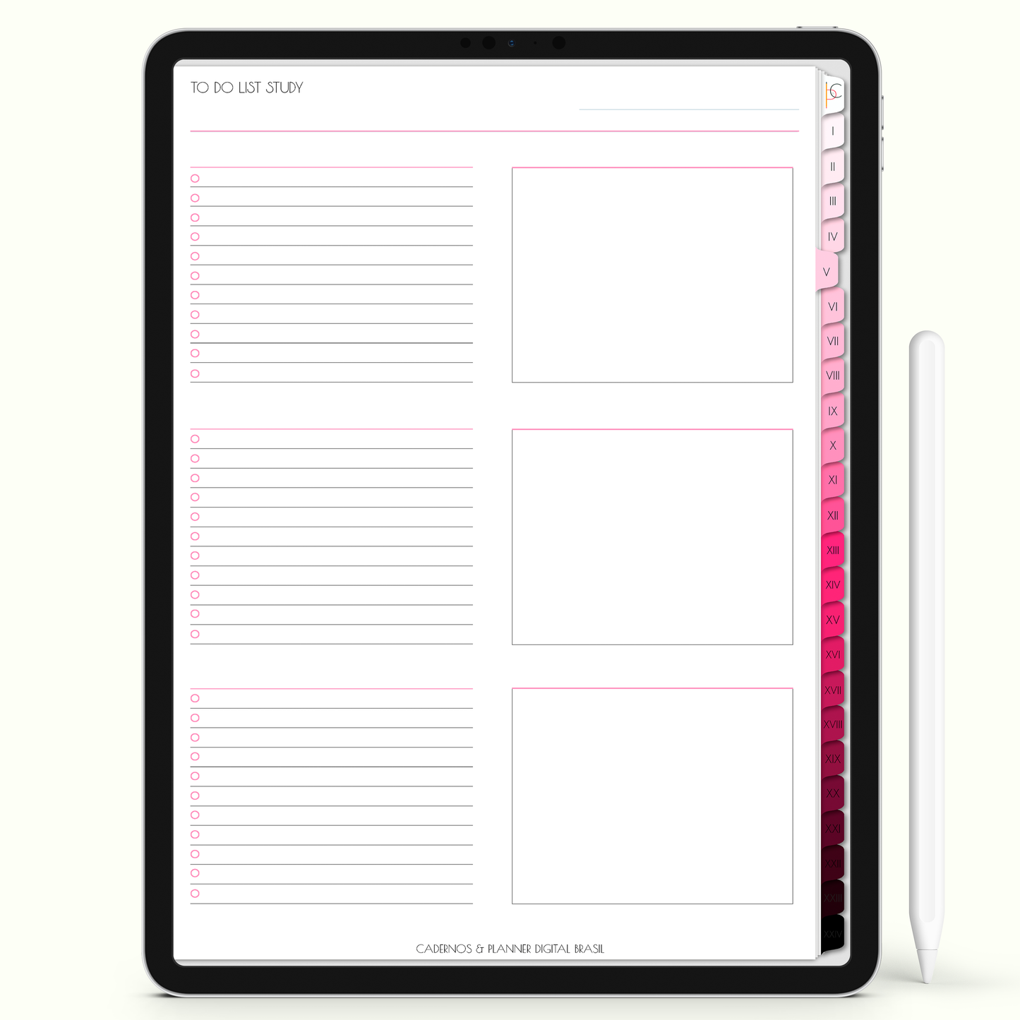 Caderno Digital Blush 24 Matérias - To Do List do Caderno Digital para iPad e Tablet Android. Cadernos & Planner Digital Brasil