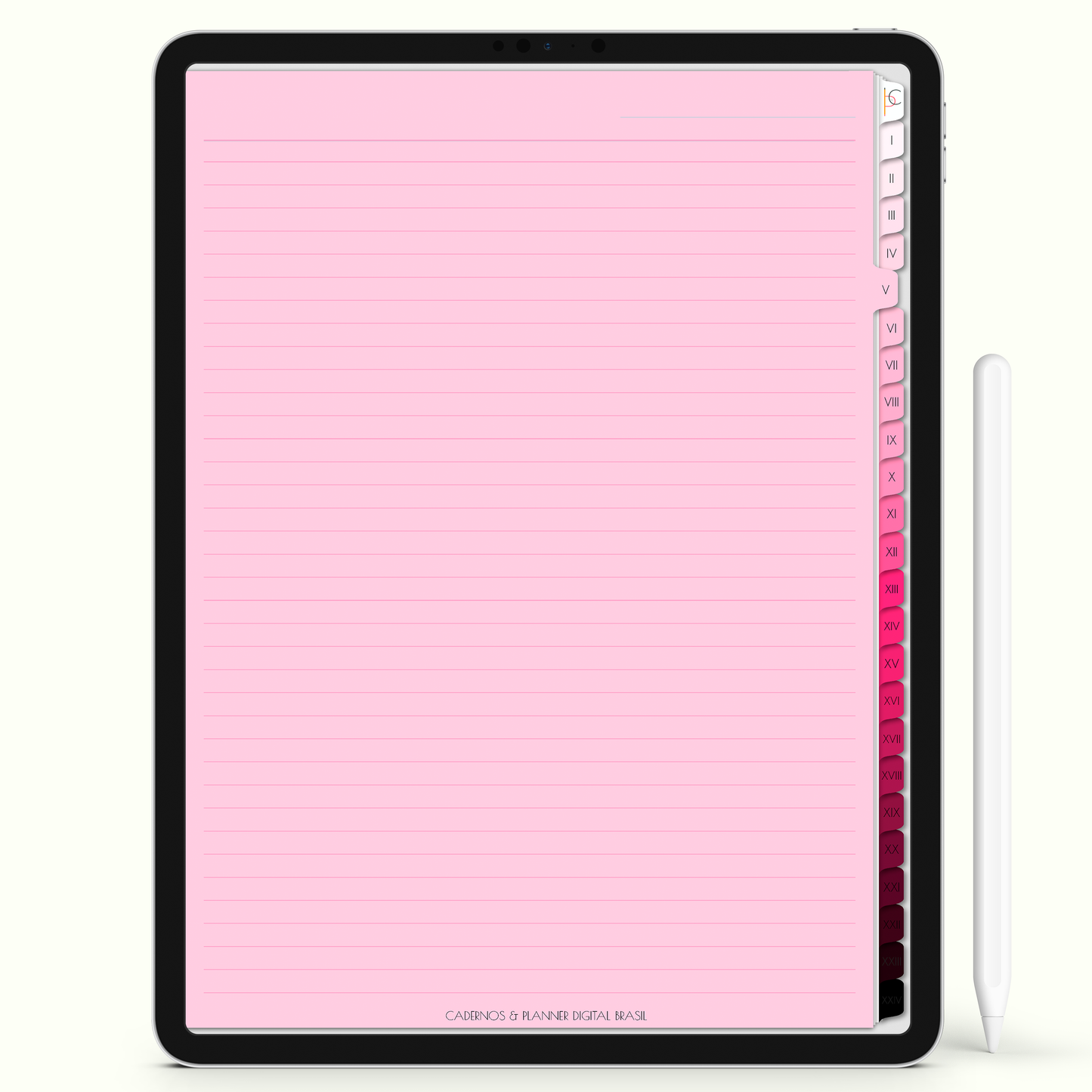 Caderno Digital Blush 24 Matérias - Página Color do Caderno Digital para iPad e Tablet Android. Cadernos & Planner Digital Brasil