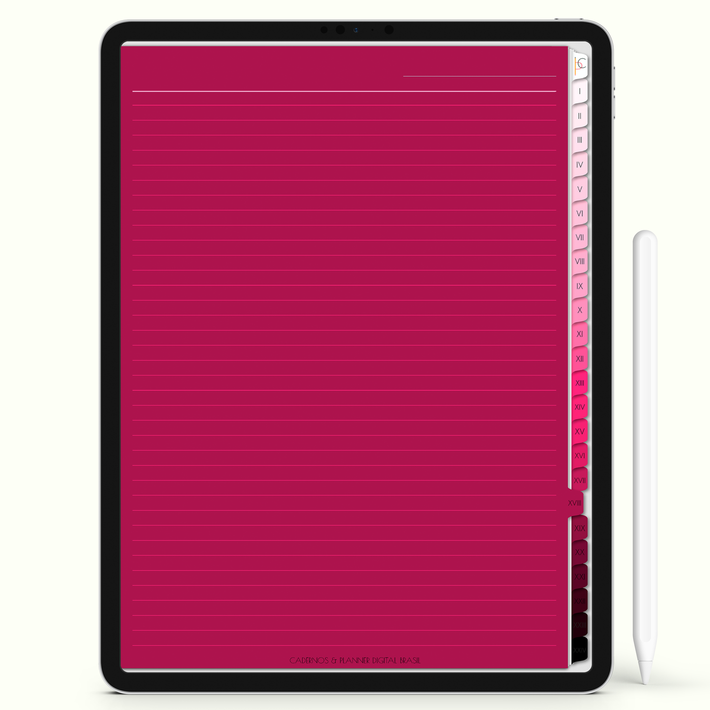 Caderno Digital Blush 24 Matérias - Página Color do Caderno Digital para iPad e Tablet Android. Cadernos & Planner Digital Brasil