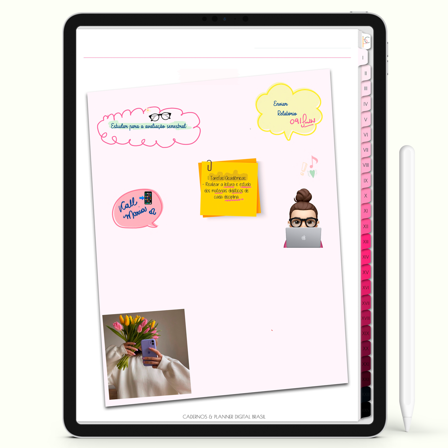 Caderno Digital Blush White Blush 24 Matérias • Para iPad e Tablet Android • Download instantâneo • Sustentável