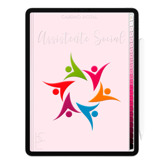 Caderno Digital Blush Assistente Social União e Empatia 24 Matérias • Para iPad e Tablet Android • Download instantâneo • Sustentável