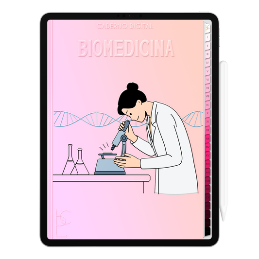 Caderno Digital Blush Biomedicina Ciência e Vida 24 Matérias • Para iPad e Tablet Android • Download instantâneo • Sustentável