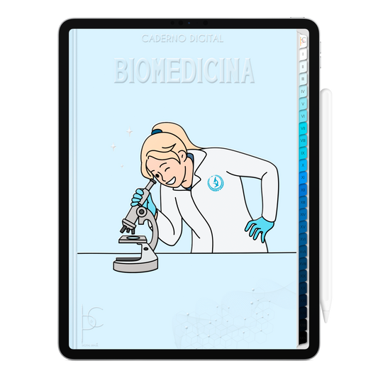 Caderno Digital Blue Biomedicina Aula em Laboratório 24 Matérias • Para iPad e Tablet Android • Download instantâneo • Sustentável