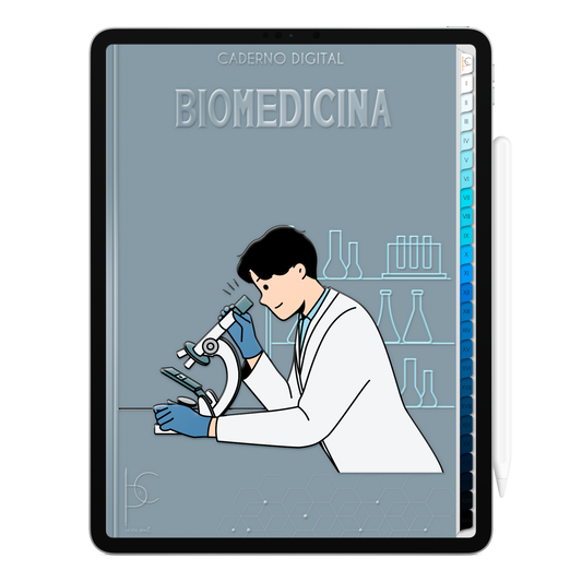 Caderno Digital Blue Biomedicina Conhecimento e Ciência 24 Matérias • Para iPad e Tablet Android • Download instantâneo • Sustentável