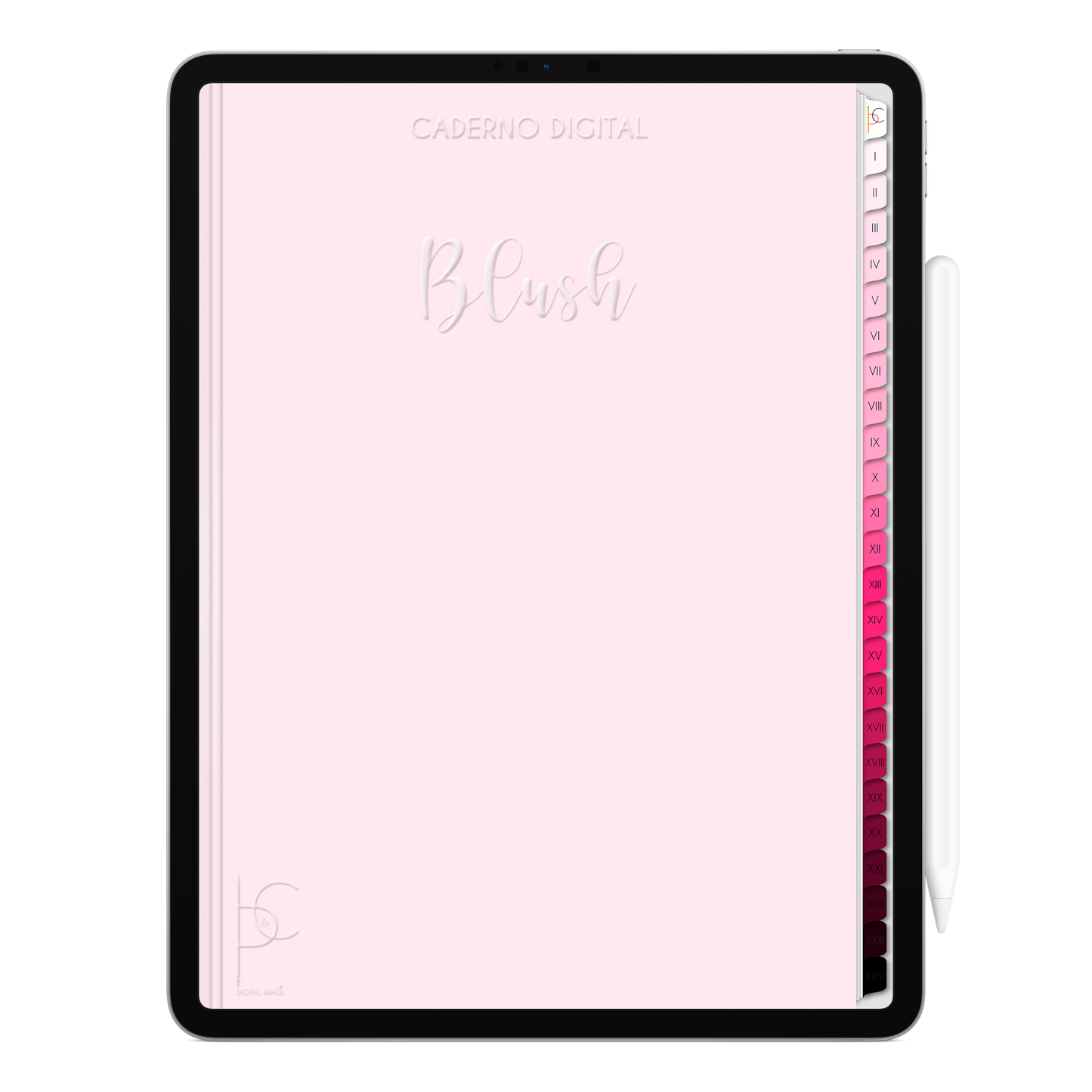 Caderno Digital Blush Delicadeza 24 Matérias • iPad e Tablet Android • Download instantâneo • Sustentável
