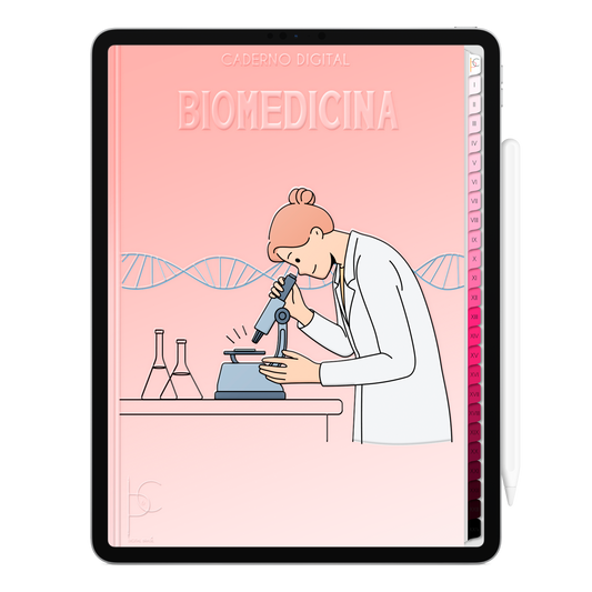 Caderno Digital Blush Biomedicina Experimento Científico 24 Matérias • Para iPad e Tablet Android • Download instantâneo • Sustentável