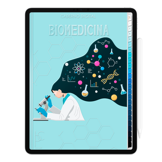 Caderno Digital Blue Biomedicina Mente Criativa 24 Matérias • Para iPad e Tablet Android • Download instantâneo • Sustentável