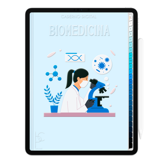 Caderno Digital Blue Biomedicina Práticas de Laboratório 24 Matérias • Para iPad e Tablet Android • Download instantâneo • Sustentável