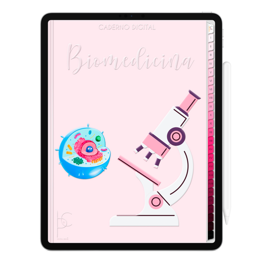Caderno Digital Blush Biomedicina Vida Miscroscópica 24 Matérias • Para iPad e Tablet Android • Download instantâneo • Sustentável