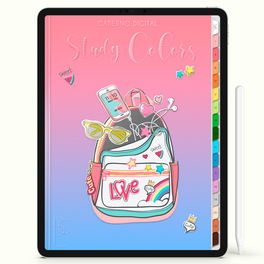 Caderno Digital Colors Vida em Arco-Íris 16 Matérias • Para iPad e Tablet Android • Download instantâneo • Sustentável