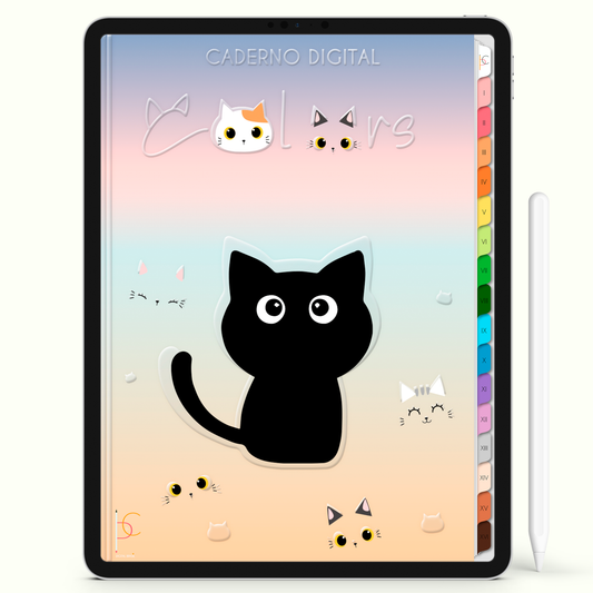Caderno Digital Colors Miau 16 Matérias • Para iPad e Tablet Android • Download instantâneo • Sustentável