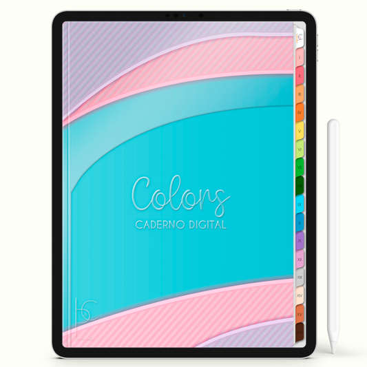 Caderno Digital Colors Pastel Study 16 Matérias • Para iPad e Tablet Android • Download instantâneo • Sustentável