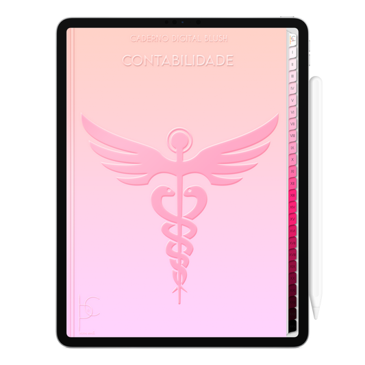 Caderno Digital Blush Feminine Contabilidade  24 Matérias • iPad e Tablet Android • Download instantâneo • Sustentável