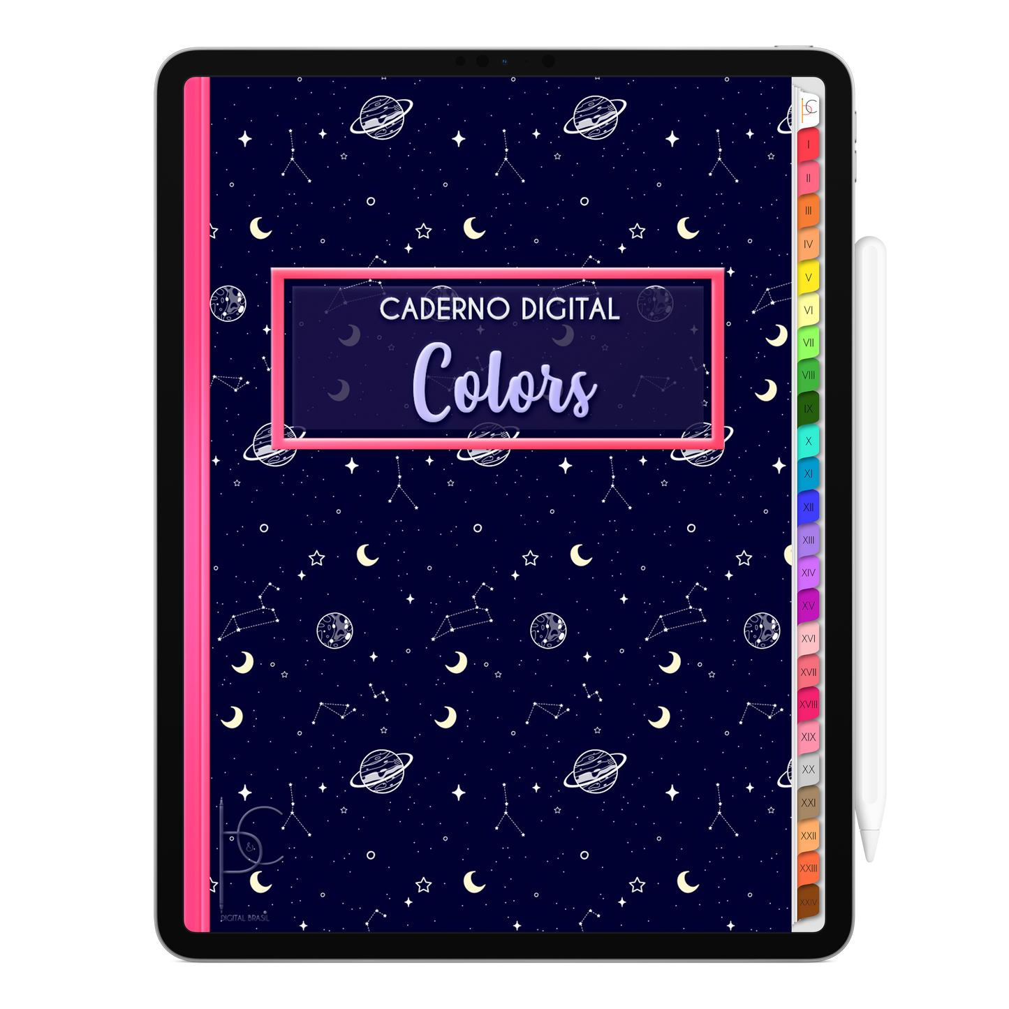 Caderno Digital Colors 24 Matérias Exclusivo para iPad e Tablet Android. Aplicativos de Anotação GoodNotes, Flexcil, Samsung Notes, Noteshelf. Lembretes Apple Calendar e Google Agenda. Páginas Estudos, Anotações, Resumos, Vida Acadêmica, Pautada, Pontilhada, Cronograma Estudos, Notas da Matéria, Coeficiente de Rendimento. Cadernos & Planner Digital Brasil