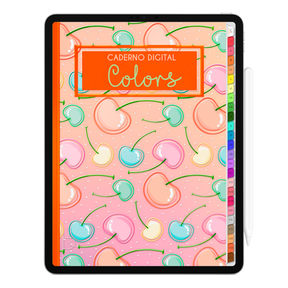 Caderno Digital Colors 24 Matérias Last Cherry • Para iPad e Tablet Android • Download instantâneo