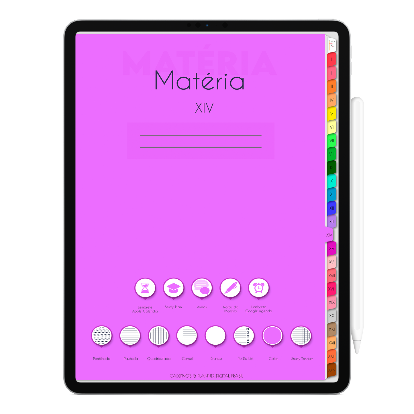 Caderno Digital Colors 24 Matérias Oásis • Para iPad e Tablet Android • Download instantâneo