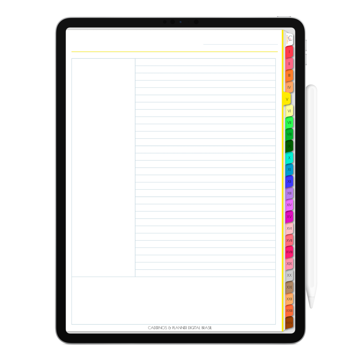 Caderno Digital Colors 24 Matérias Exclusivo para iPad e Tablet Android. Aplicativos de Anotação GoodNotes, Flexcil, Samsung Notes, Noteshelf. Lembretes Apple Calendar e Google Agenda. Páginas Estudos, Anotações, Resumos, Vida Acadêmica, Pautada, Pontilhada, Cronograma Estudos, Notas da Matéria, Coeficiente de Rendimento. Cadernos & Planner Digital Brasil