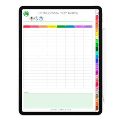 Caderno Digital Colors 24 Matérias Flowers on Paper • Para iPad e Tablet Android • Download instantâneo