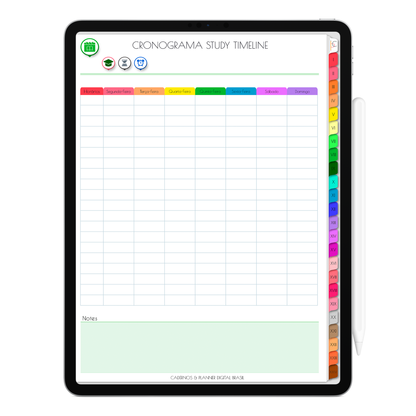 Caderno Digital Grátis Teste Gratuito no iPad ou Tablet Android, Tablet Samsung Planner Digital Cadernos & Planner Digital Brasil App GoodNotes, Notein, Samsung Notes Caderno para Tablet, Caderno Grátis Cronograma Study Timeline