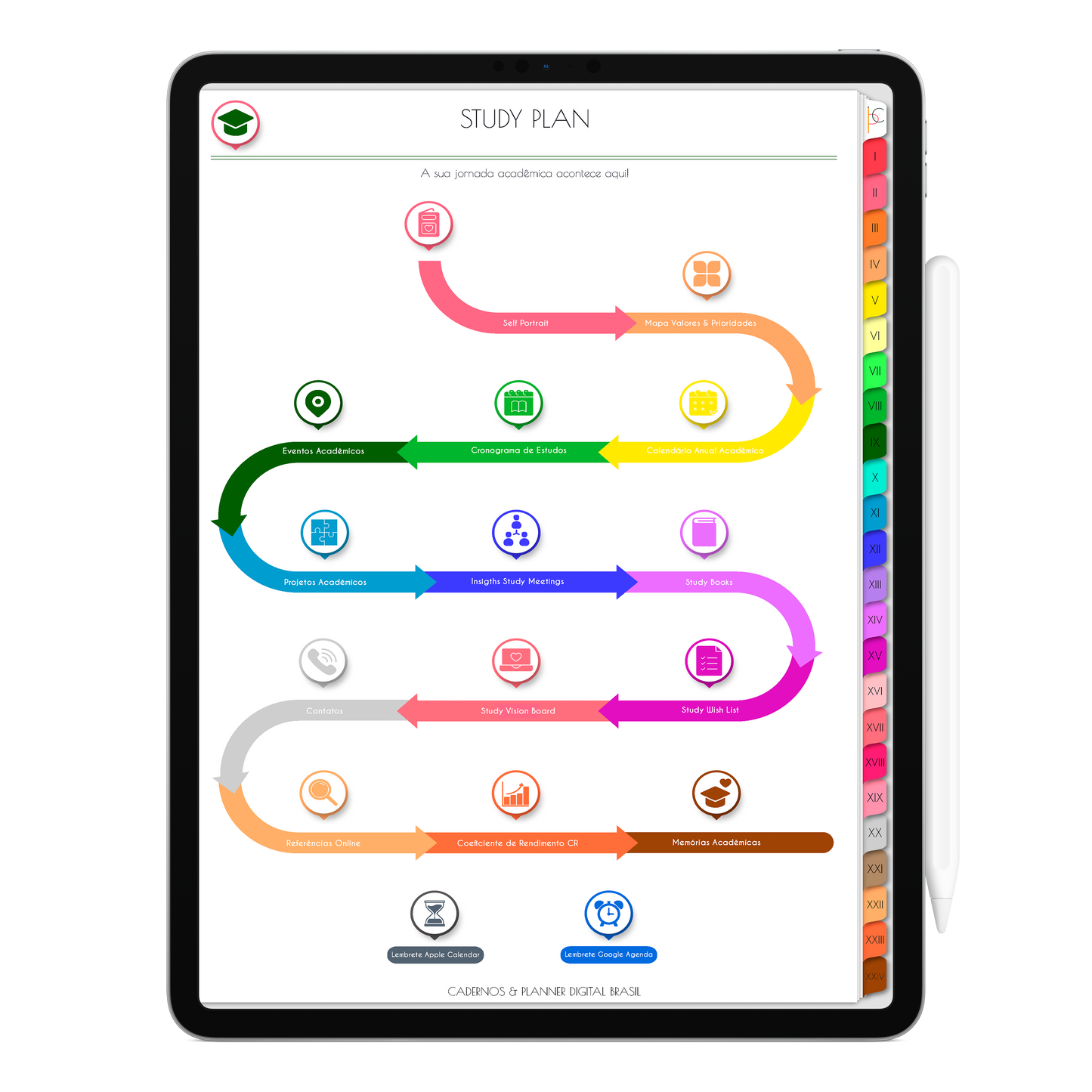 Caderno Digital Colors 24 Matérias Conexão interior • Para iPad e Tablet Android • Download instantâneo