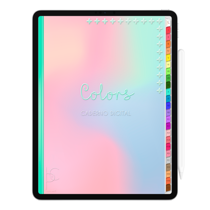 Caderno Digital Colors 24 Matérias Simple and Beautiful • Para iPad e Tablet Android • Download instantâneo