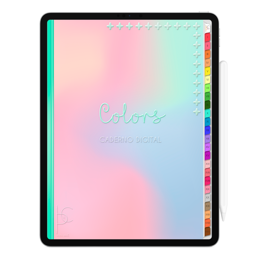 Caderno Digital Colors 24 Matérias Simple and Beautiful • Para iPad e Tablet Android • Download instantâneo