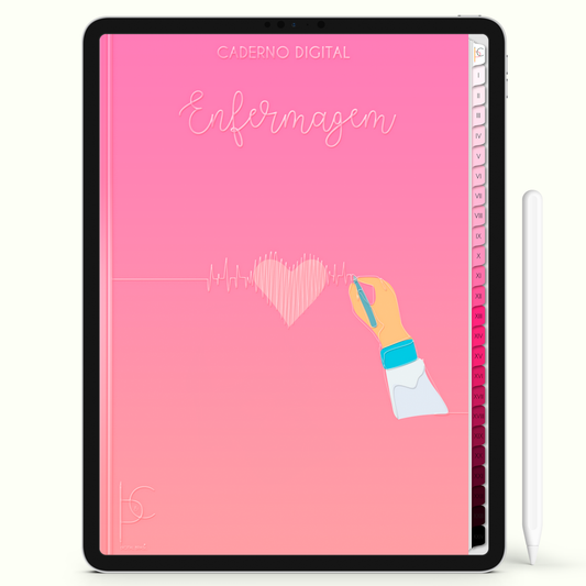 Caderno Digital Blush Estudante de Enfermagem 24 Matérias • iPad e Tablet Android • Download instantâneo • Sustentável