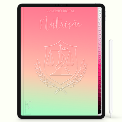 Caderno Digital Blush Nutri Nutrição 24 Matérias • iPad e Tablet Android • Download instantâneo • Sustentável