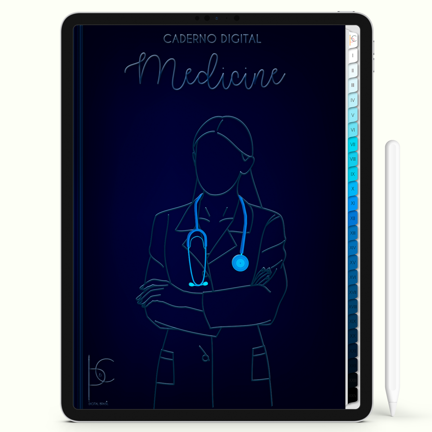 Caderno Digital 24 Matérias - Medicina, para ipad e tablet android. Cadernos & Planner Digital Brasil