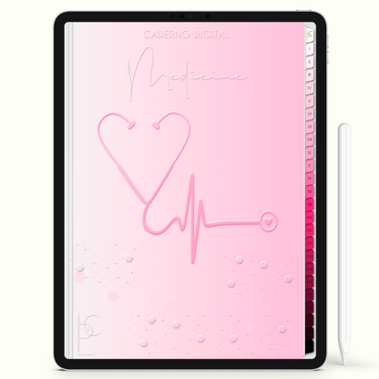 Caderno Digital Blush Anotações e Escritas Medicina Estetoscópio 24 Matérias • iPad e Tablet Android • Download instantâneo • Sustentável
