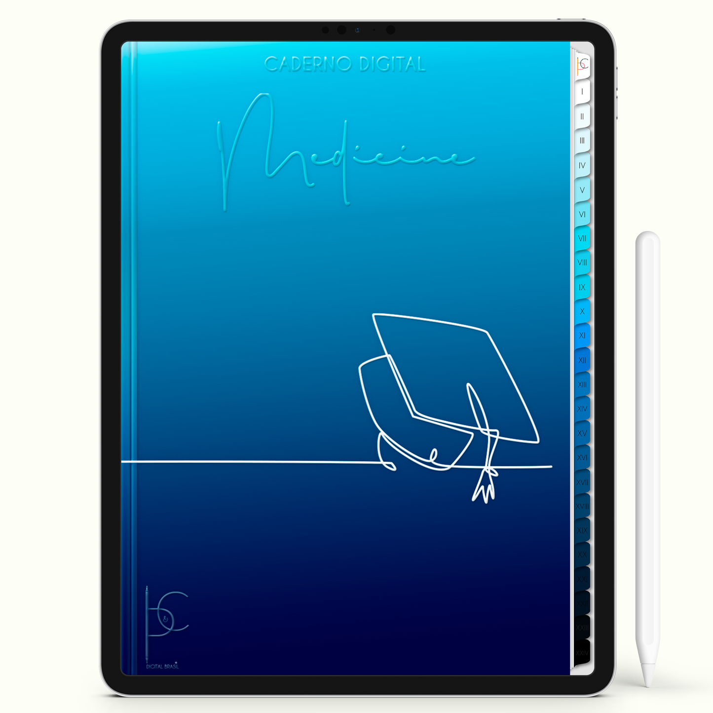 Caderno Digital 24 Matérias - Medicina, para ipad e tablet android. Cadernos & Planner Digital Brasil