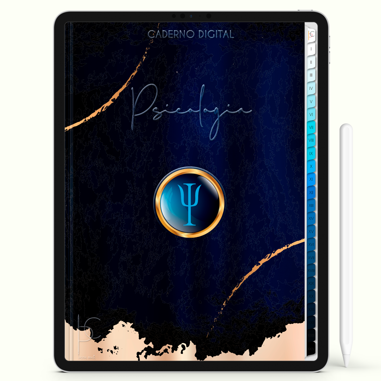 Caderno Digital 24 Matérias - Psicologia, para ipad e tablet android. Cadernos & Planner Digital Brasil