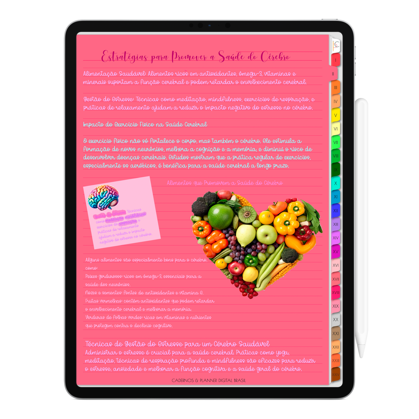 Caderno Digital Grátis Teste Gratuito no iPad ou Tablet Android, Tablet Samsung Planner Digital Cadernos & Planner Digital Brasil App GoodNotes, Notein, Samsung Notes Caderno para Tablet, Caderno Grátis Página Color