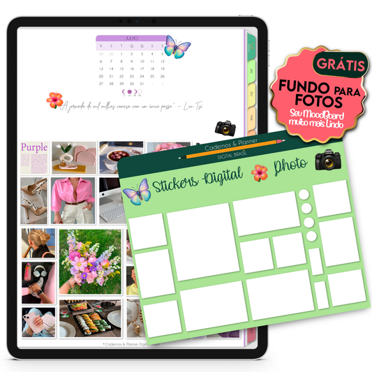 Sticker Photo MoodBoard Gratuito - Adesivos Fotográficos para Planner e Caderno Digital Download instantâneo