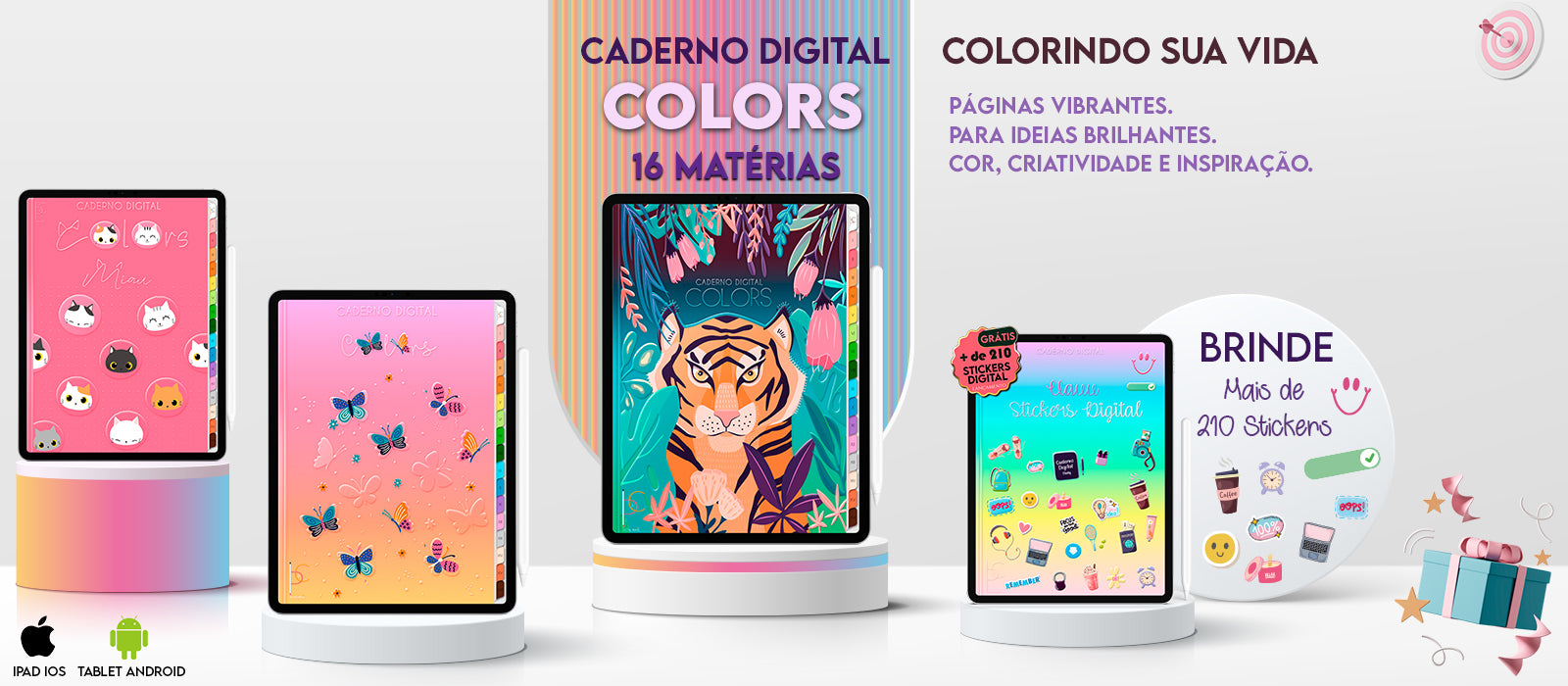 O Melhor Caderno Digital Colors do Mundo Caderno Personalizado Profissão para iPad e Tablet Android Study 16 Matérias Estudantes e Profissionais Cadernos Planner Digital Brasil App GoodNotes, Notein, Samsung Notes
