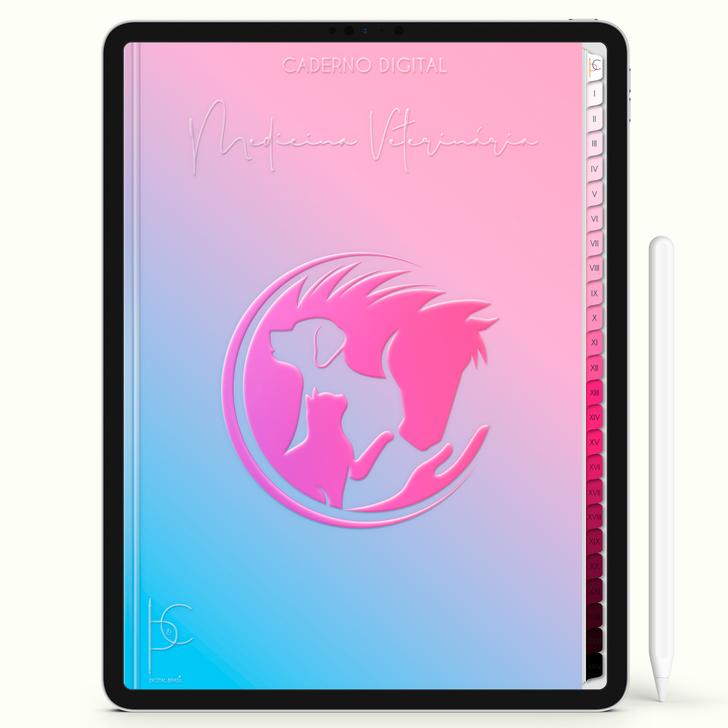 Caderno Digital Blush Med Study Veterinária 24 Matérias • iPad e Tablet Android • Download instantâneo • Sustentável