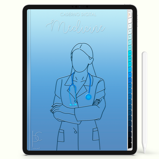 Caderno Digital 24 Matérias - Medicina, para ipad e tablet android. Cadernos & Planner Digital Brasil