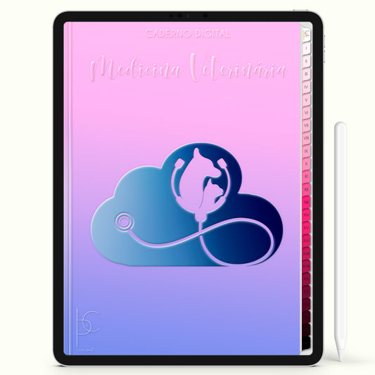 Caderno Digital Blush Medicina Veterinária 24 Matérias • iPad e Tablet Android • Download instantâneo • Sustentável
