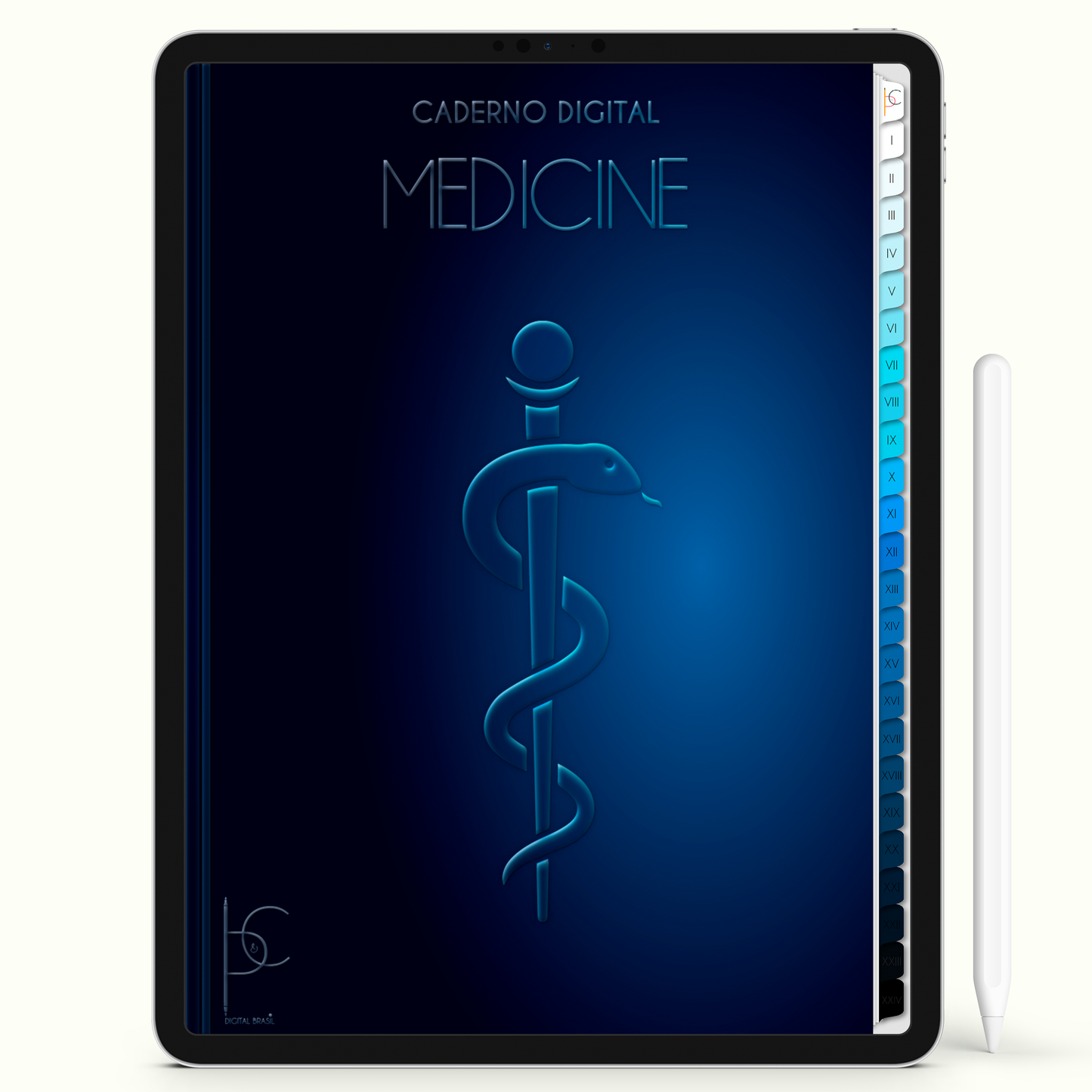 Caderno Digital 24 Matérias - Medicina, para ipad e tablet android. Cadernos & Planner Digital Brasil