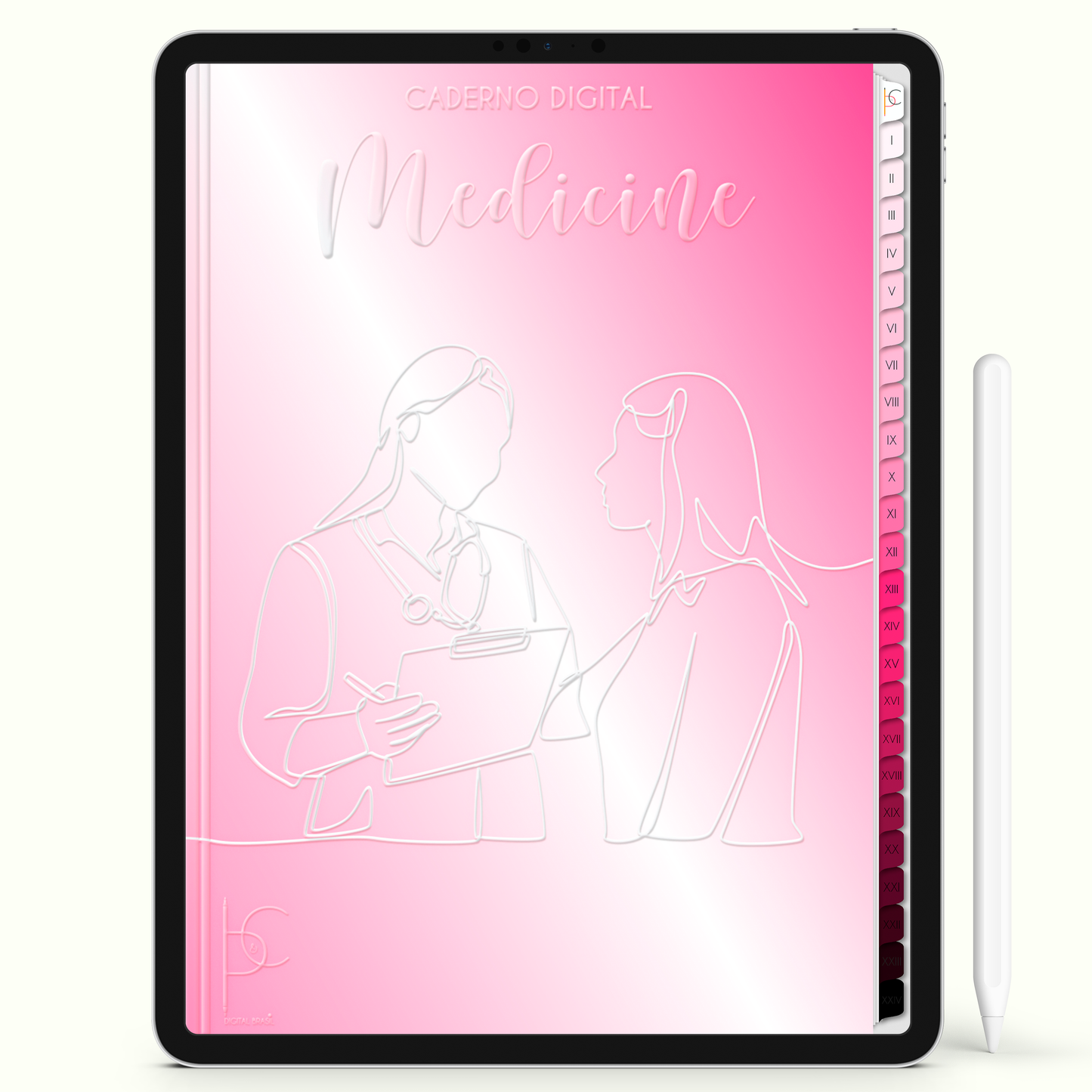 Caderno Digital Blush Medicine Job 24 Matérias • iPad e Tablet Android • Download instantâneo • Sustentável