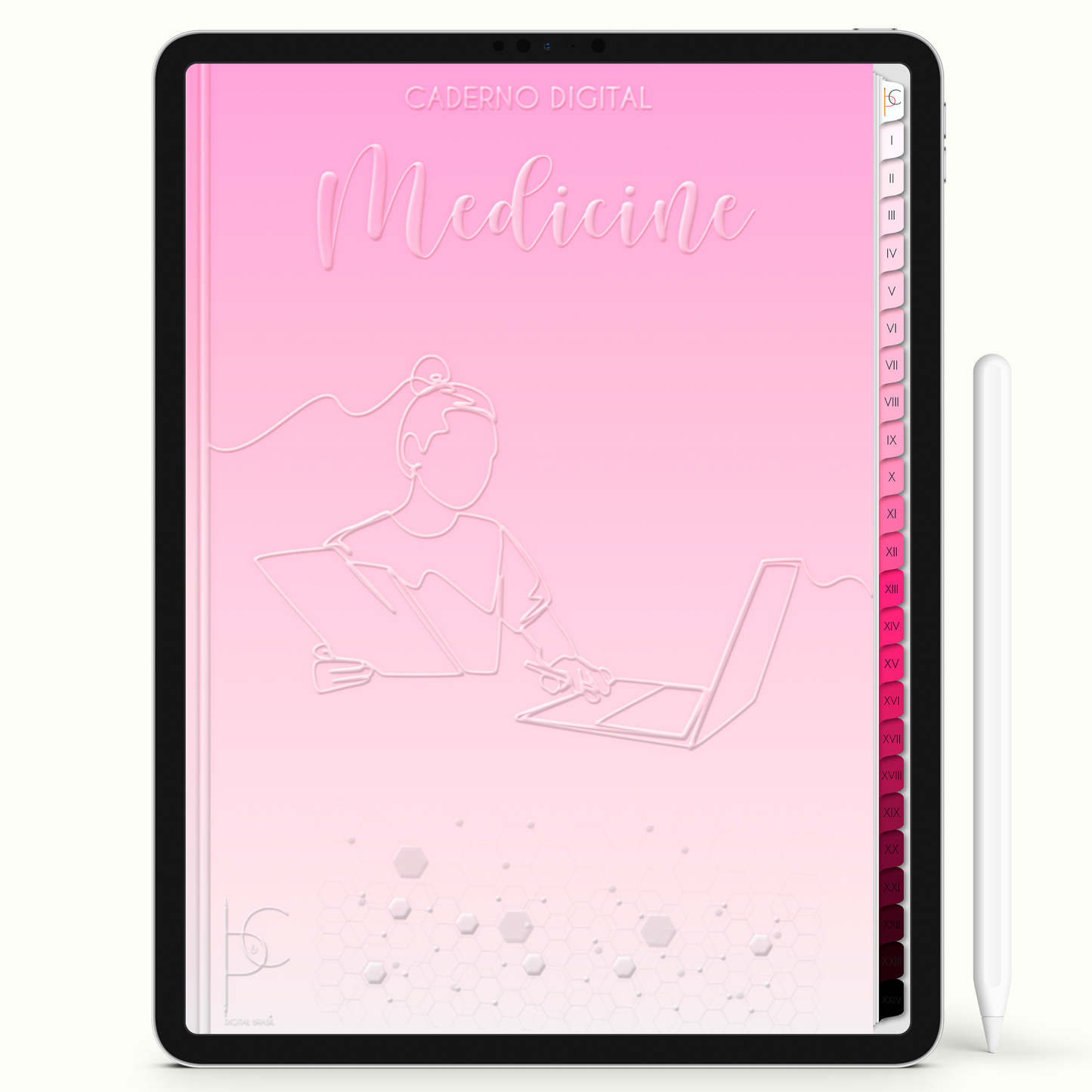 Caderno Digital Blush Medicine Studies 24 Matérias • iPad e Tablet Android • Download instantâneo • Sustentável