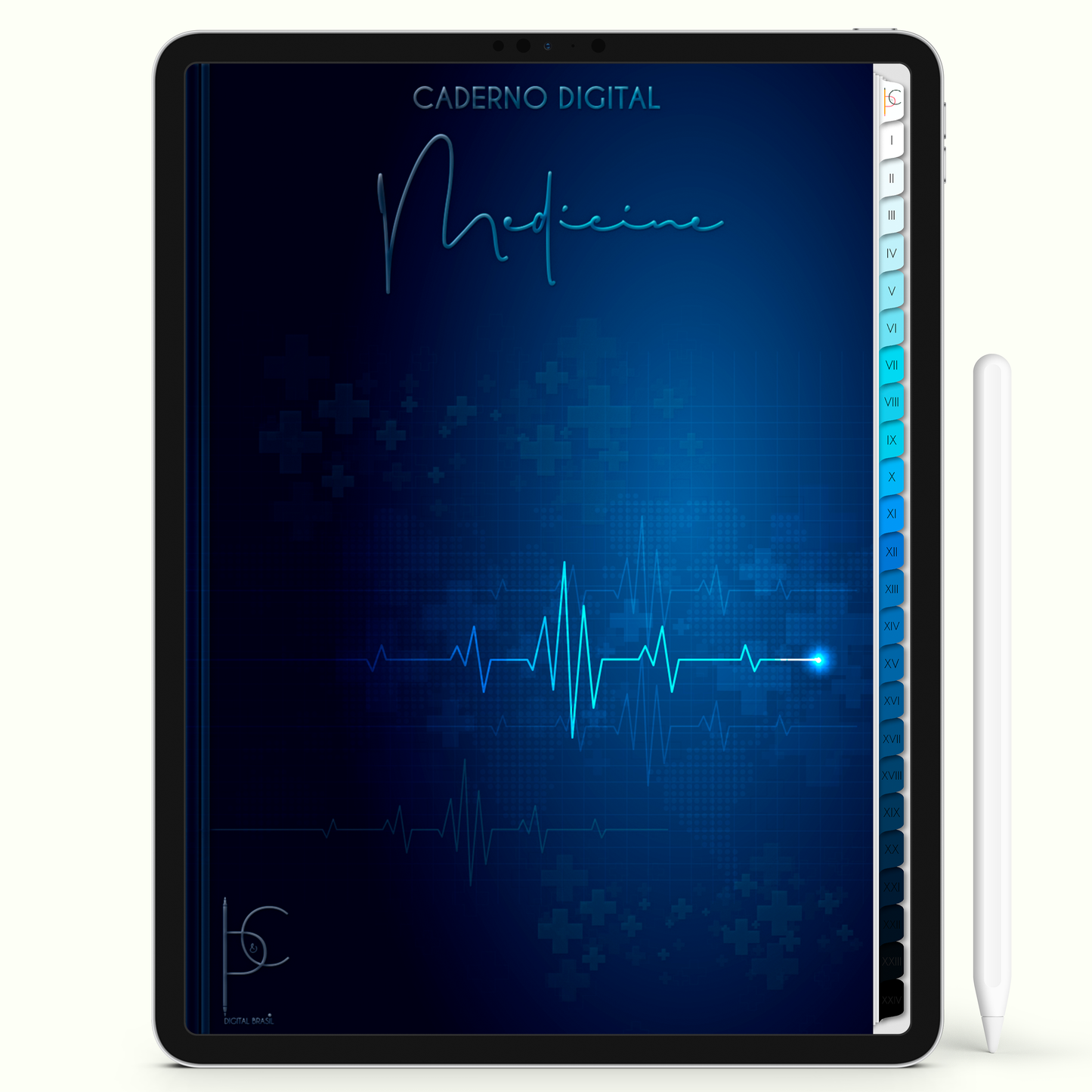 Caderno Digital 24 Matérias - Medicina, para ipad e tablet android. Cadernos & Planner Digital Brasil